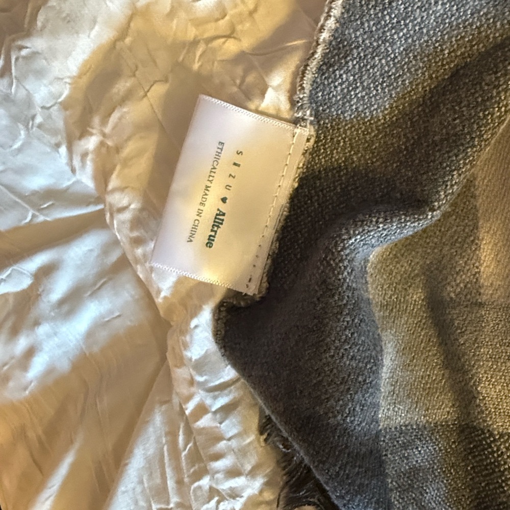 Elegant Cream and Gray Shawl - Picture 3 of 4